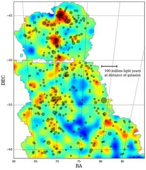 Energia ilunaren neurketa proiektuak materia ilunaren banaketa adierazten duen mapa bat argitaratu du
