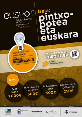 Euspot, euskarazko spot lehiaketaren aurtengo gaia pintxo-potea eta euskara izango dira