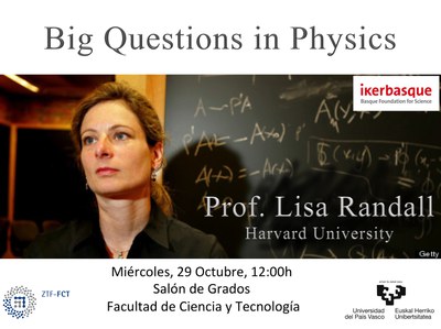 Lisa Randall fisikari ospetsuak hitzaldia emango du bihar UPV/EHUn: Big Questions in Physics
