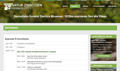 Natur Zientziak izango dira hizpide azaroan 9an eta 10ean Donostiako Eureka! Zientzia Museoan